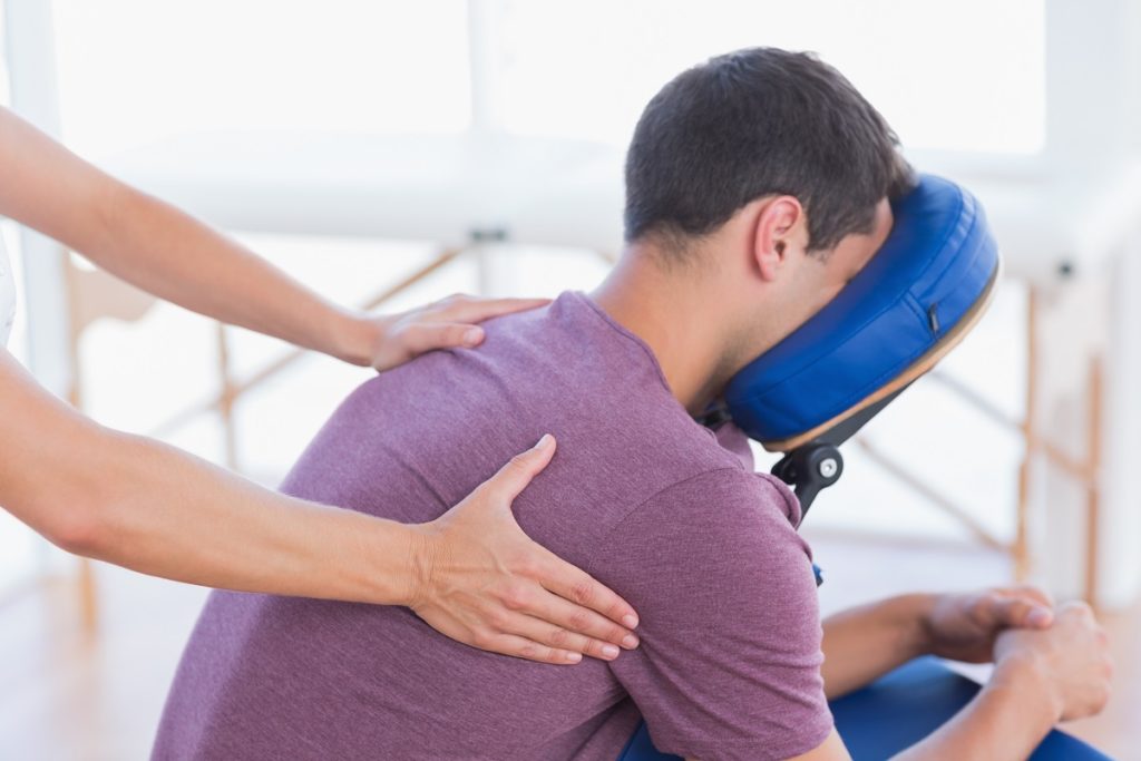 Well-being at work. On-site seated massage.